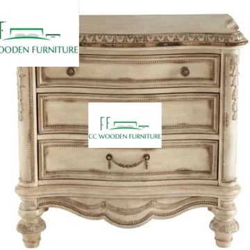 Classical French style wooden bedside table for bedroom 3 drawer nightstand night stands