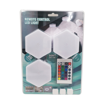 Hot Sell 3-Pack Stick-On Closet DIY Touch Lamp - LED Hexagon Puck Night Light with Remote Control