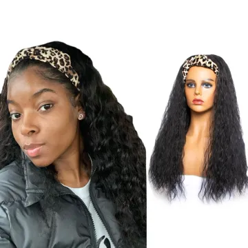 Hot Sale Box Braids Synthetic Headband Wigs Wig Wrp Turban Linked Head Wrap Wig for African Women Long Kinky Curly Straight Hair
