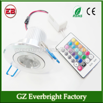 3W 85-265V RGB Celling Light LED Down lighting 16colors RGB + Remote Control Wall Lamps