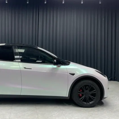 Glossy Aurora White Car Wrap