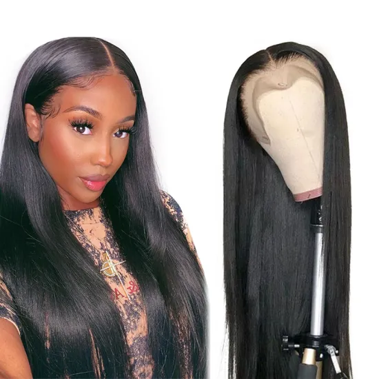India Remy Human Cuticle Aligned Hair Wigs Straight Pre Plucked Baby Hair 13x4 150% Density Lace Front Human Hair Wigs For Women