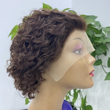 2021 Wholesales 12a Grade Funmi SDD Super Double Drawn Pixie Cut Short Wigs With Bang Human Hair Rose Curl for black woman