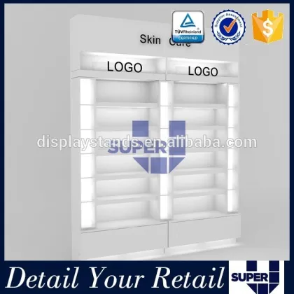 attractive body care beauty shop racks and shelves with lighting