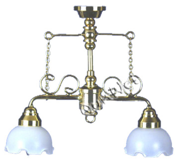 2-arm Ornate Chandelier with white shades