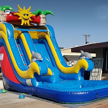 3 Lane Water Mini Dry Spiral Rider Inflatable Slide for Kids in Pool or Lake