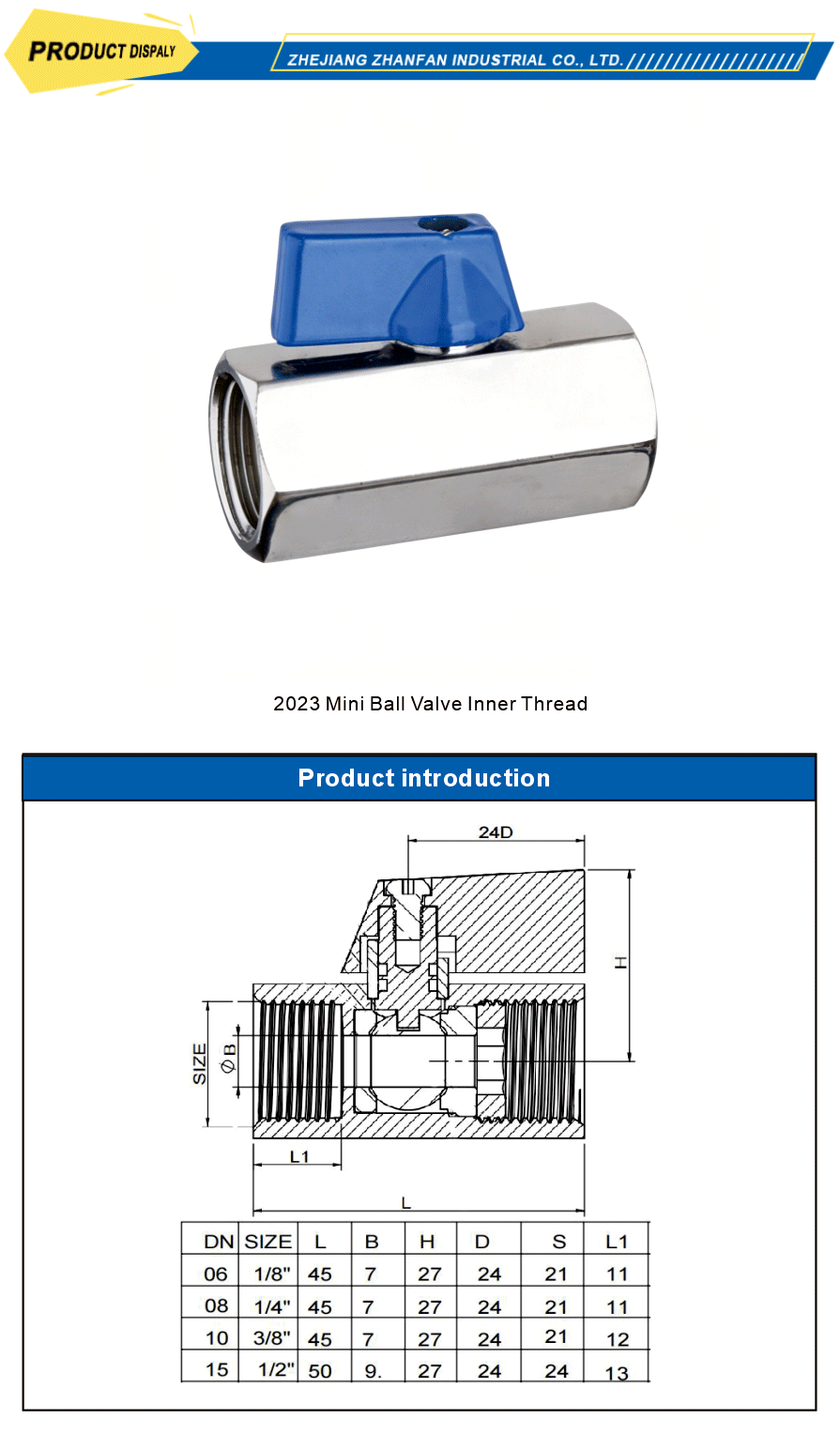 Internal thread mini ball valve