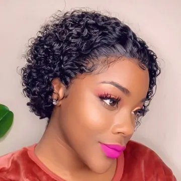 Cuticles Aligned Short Pixie Cut Wig Short Bob 150% T Part Lace Front Human Hair Wigs For Black Women Pre Plucked With Baby Hair