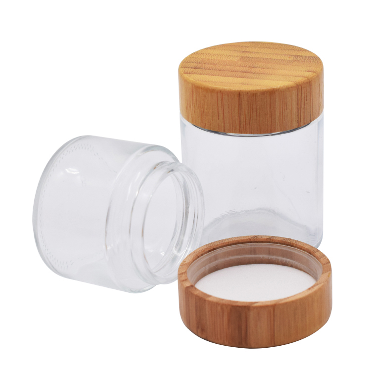 Glass bottle with bamboo lid Chinese supplier