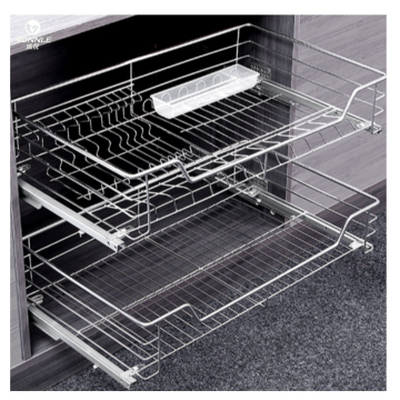 Modern Silver Stainless Steel Kitchen Pull Basket for Cabinets