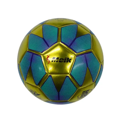Size 5 machine-stitched soccer ball with metallic-luster leather