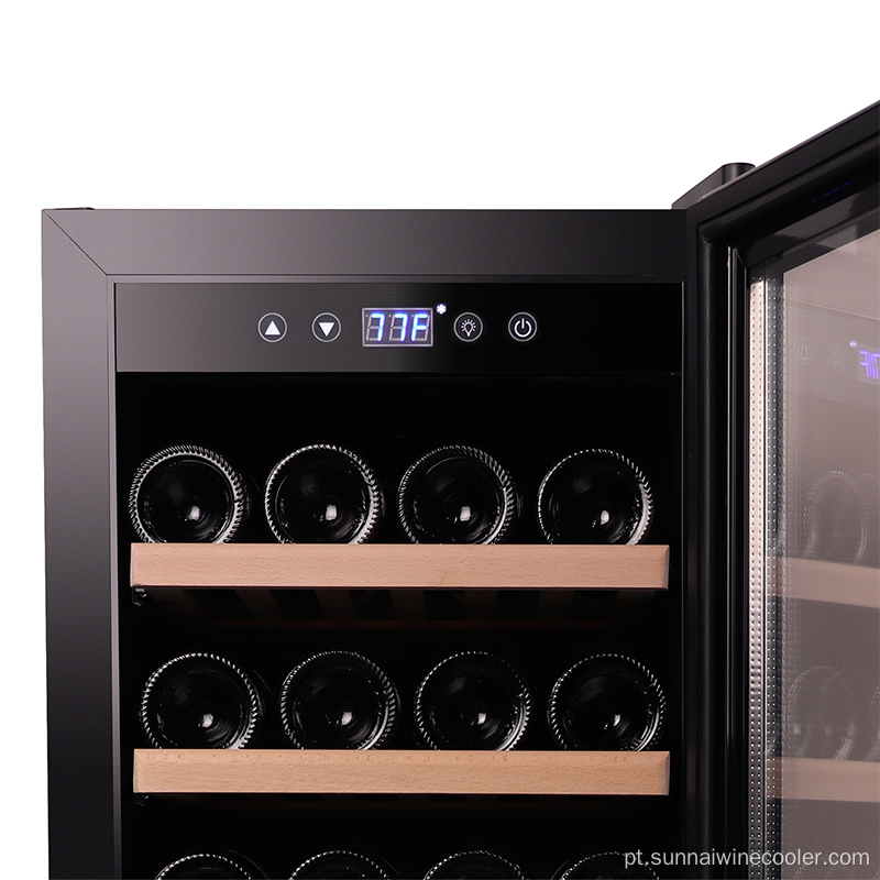 Controle digital Frestanding Wine Cooler com prateleira de faia