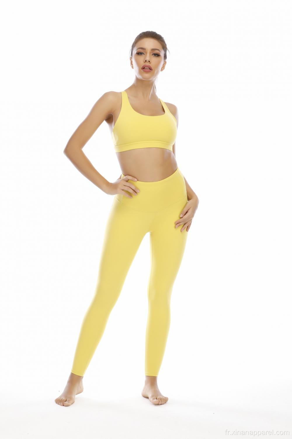 Costume de yoga sans couture Costume de yoga sportif deux pièces