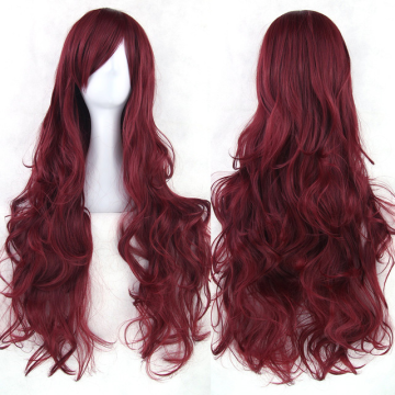 Natural Black Long Wavy Synthetic Wig with Bangs - 26 Inch Factory Direct