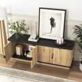 Stylish Wood Grain 4-Door TV Storage Unit
