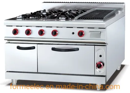 Western Kitchen Appliance Gas Combination Oven 4-Burner Gas Range with Cabinet
