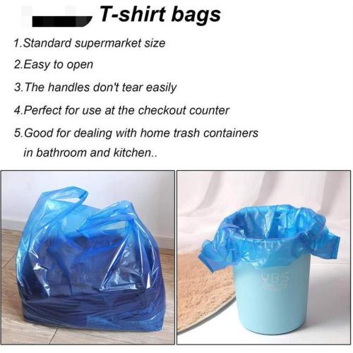Green Blue Polythene HDPE T Shirt Packaging Printed Plastic Bags with Loop Handle