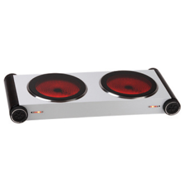 369090 Ningbowell Double Burn Electric Hot Plate with 180MM Ceramic and Glass Surface, 1200W x 2