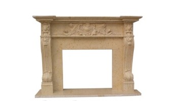 Beige Marble Fireplace Mantel with Factory Price