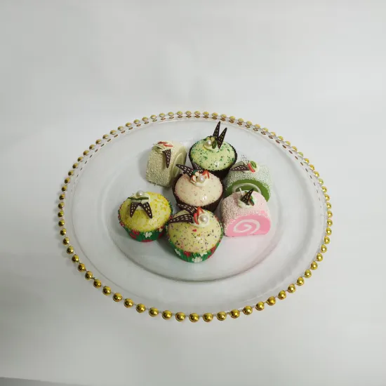 wholesale custom crystal large glass charger plates