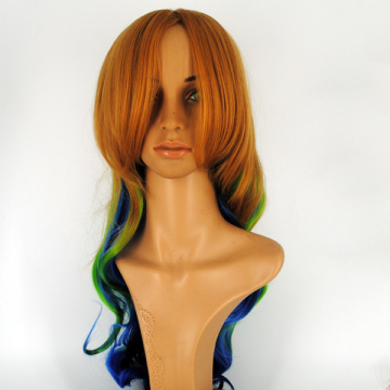 Long Women Wig Gentle loose Curls Longer Bangs Side Part Wigs