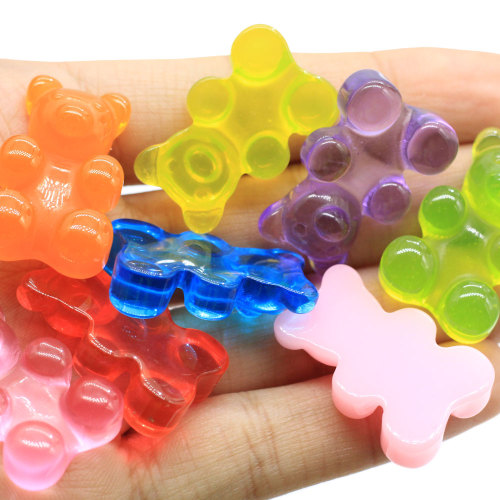 100Pcs Mix Jelly Color Bear Charm Flat Back Resin Cabochon Kawaii Decoration Craft DIY Jewelry Making Hair Accessories Scrapbook