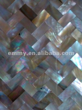 Herringbone natural brown mother of pearl seashell mosaic wall tiles