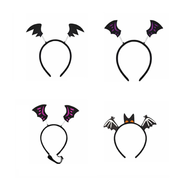 Women Bat Wing Headband Devil Headdress for Halloween Cosplay (Black)