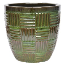 Round Barcode Pot Decorative Ceramic Pot With Drainage