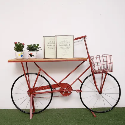 Industrial Bike Table Decor: Large Creative Retro Floor Flower Stand