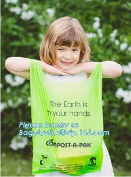 compost home certified Corn starch biodegradable compostable vegetable fruit plastic t shirt/vest handle produce bag on roll