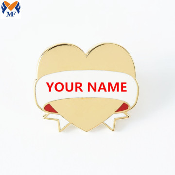 Brinde promocional de metal personalizado em forma de distintivo de alfinete em formato de coração