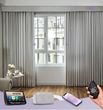 Hardwired Smart Curtains with Remote Control for Sliding Doors - Motorized Drapes
