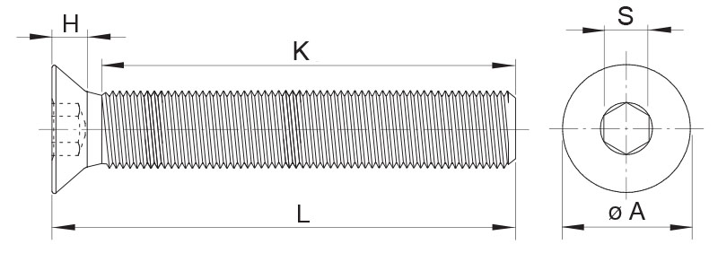 Drawing Flat Head Socket Cap Screw