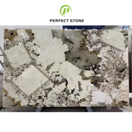 Natural Brazilian Quartzite Pandora White Marble for Luxury Indoor Decoration