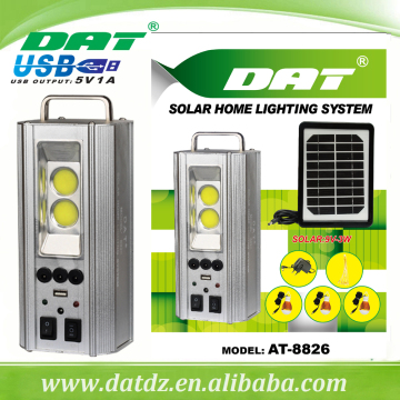 AT-8826-1 aluminum home solar lighting system with led lamps USB charge 6v solar lighting system