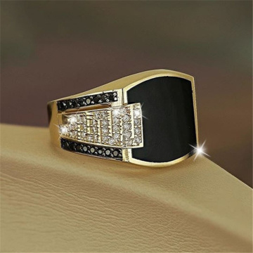 Vintage Rectangular Geometry Punk Diamond Hip Hop Men's Ring - Silver 2024