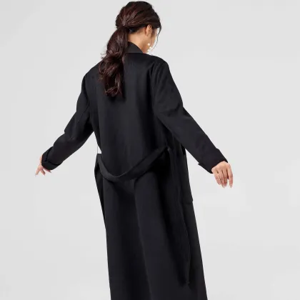 Classic Black Double-Faced Trench Coat