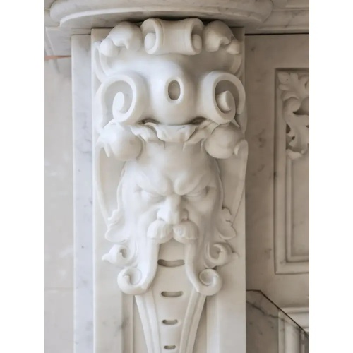 豪華なリビングルームクラシックホワイトマーブルマントルピース