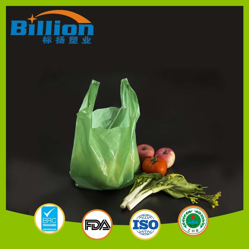 HDPE LDPE Cheap Polythene Plastic Grocery Amazon Biodegradable T-Shirt Bags on Roll