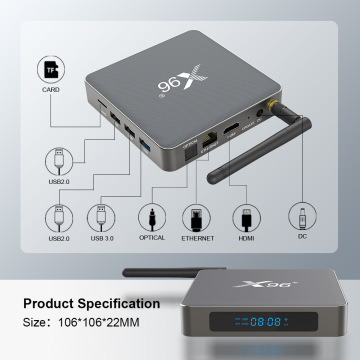 Android 11.0 x96x6 RK3566 8K H.265 HEVC Set Top Box dengan Dual WiFi dan BT4.0