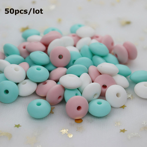 50Pcs Round Perle Silicone Lentil Beads 12mm DIY Newborn Teething Necklace Toys BPA Free Siliconen Kralen Mordedor Loose Bead