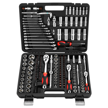 Professional Low Price Wholesale: Black Plastic Box with Metal Buckle - 216pcs Tool Set Combo Package