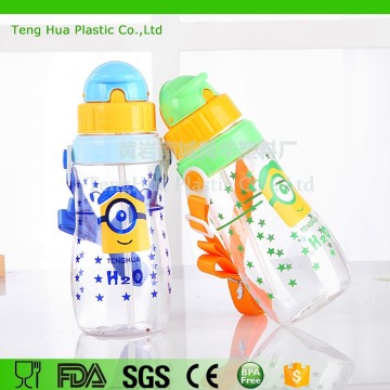 Plastic Product BPA Free Baby Bottles Baby Water Bottle With Straw Flip Lid Portable 5810