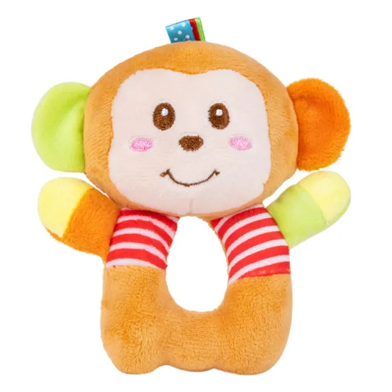 Custom Baby Plush Toys: Interactive Beeping Bell Infant Rings with Colorful Soft Monkeys and Other Cute Animals