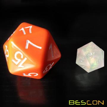 Bescon Jumbo D20 38MM, Большой размер 20 сторон Dice Opaque Orange, Большой 20 граней куб 1,5 дюйма