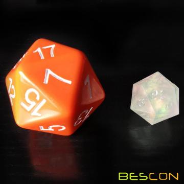 Bescon Jumbo D20 38MM, tamaño grande 20 lados dados naranja opaco, cubo grande de 20 caras 1.5 pulgadas