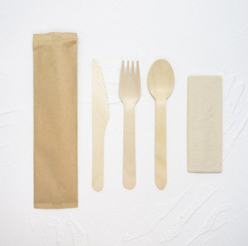 Paper Wrapped Knife Fork Spoon Napkin Travel Set