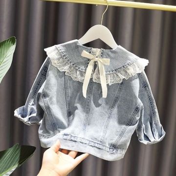 Girls Denim Jacket Fesyen Lace Coats