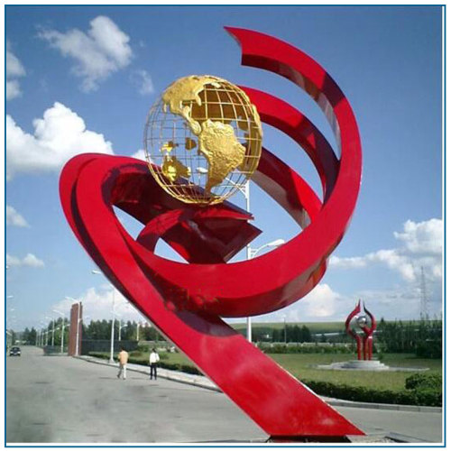 चीनी लाल बड़े स्टेनलेस स्टील गार्डन मूर्तिकला